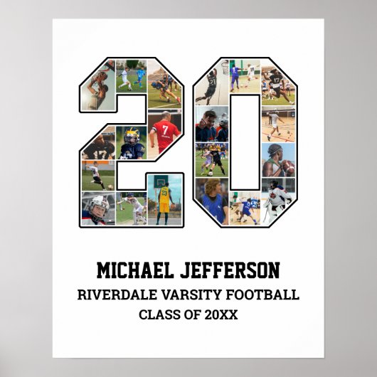 Player Number 20 Senior Sports Team Foto Collage Poster (Vorne)