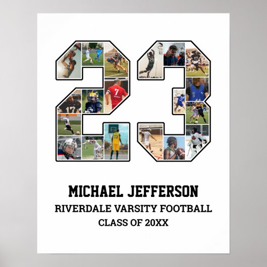 Player Number 23 Senior Sports Team Foto Collage Poster (Vorne)