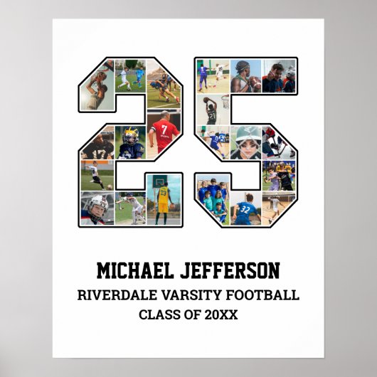 Player Number 25 Senior Sports Team Foto Collage Poster (Vorne)