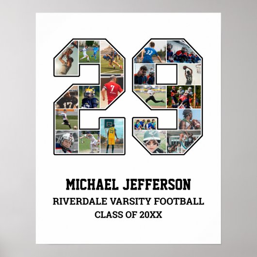 Player Number 29 Senior Sports Team Foto Collage Poster (Vorne)