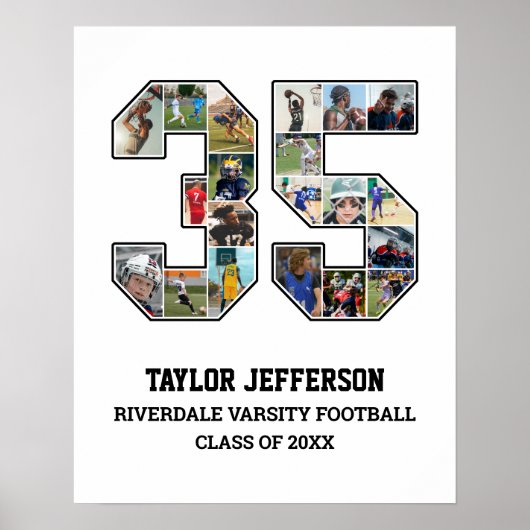 Player Number 35 Senior Sports Team Foto Collage Poster (Vorne)