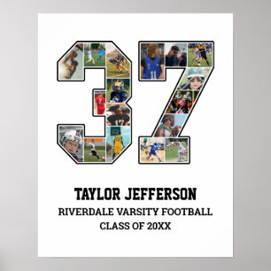 Player Number 37 Senior Sports Team Foto Collage Poster
