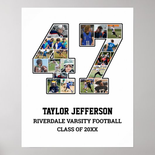 Player Number 47 Senior Sports Team Foto Collage Poster (Vorne)