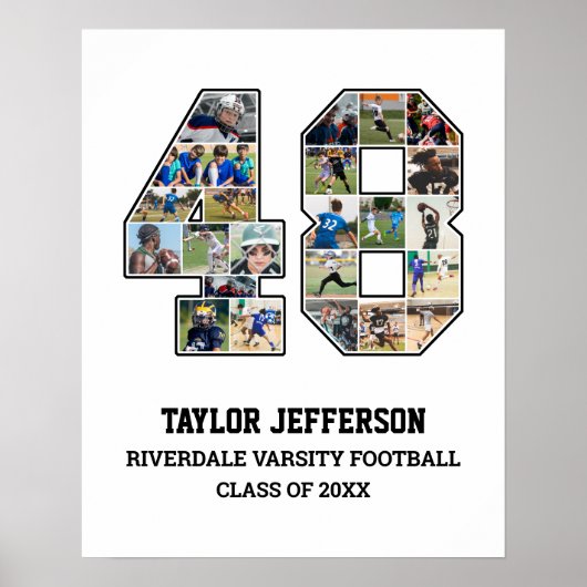 Player Number 48 Senior Sports Team Foto Collage Poster (Vorne)