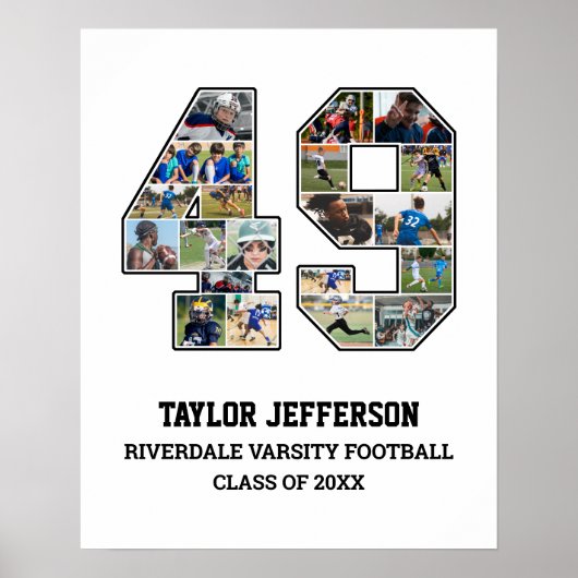 Player Number 49 Senior Sports Team Foto Collage Poster (Vorne)