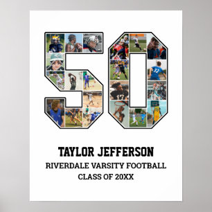 Player Number 50 Senior Sports Team Foto Collage Poster