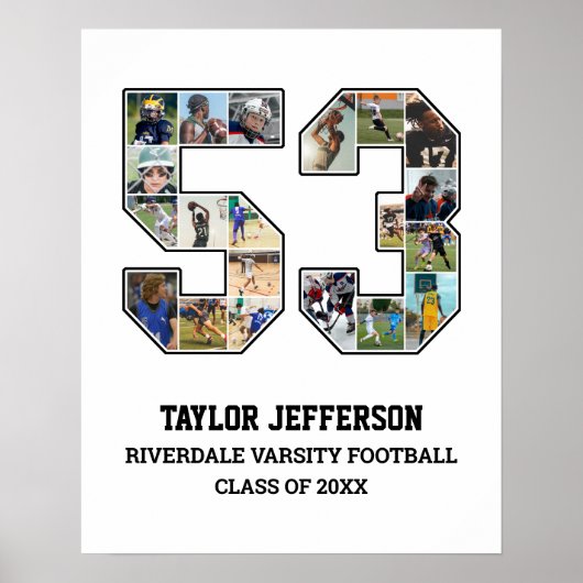 Player Number 53 Senior Sports Team FotoCollage Poster (Vorne)