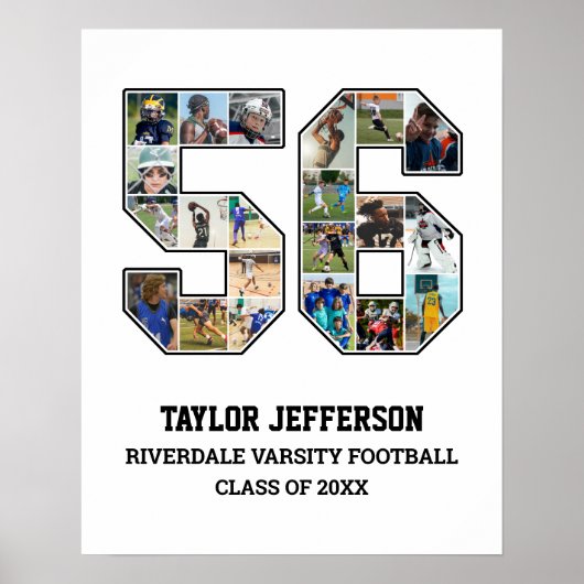 Player Number 56 Senior Sports Team Foto Collage Poster (Vorne)