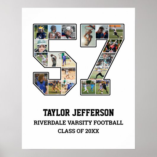Player Number 57 Senior Sports Team Foto Collage Poster (Vorne)