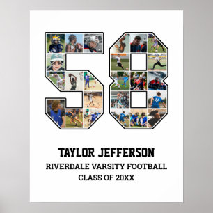 Player Number 58 Senior Sports Team Foto Collage Poster
