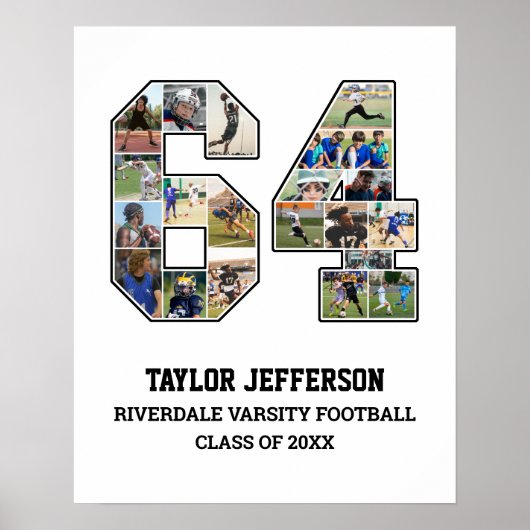 Player Number 64 Senior Sports Team Foto Collage Poster (Vorne)