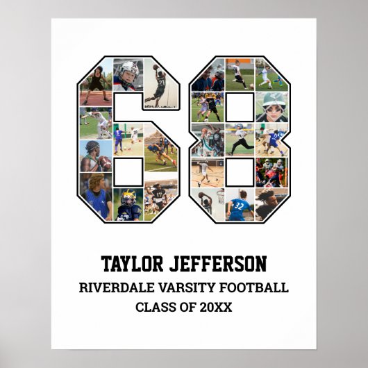 Player Number 68 Senior Sports Team Foto Collage Poster (Vorne)