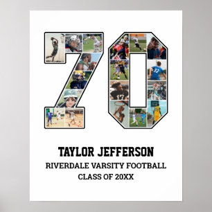 Player Number 70 Senior Sports Team Foto Collage Poster