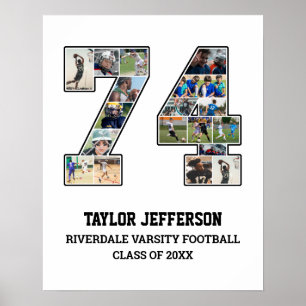 Player Number 74 Senior Sports Team Foto Collage Poster