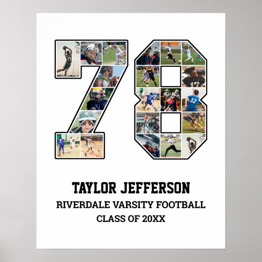 Player Number 78 Senior Sports Team Foto Collage Poster (Vorne)