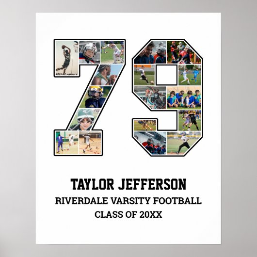 Player Number 79 Senior Sports Team Foto Collage Poster (Vorne)
