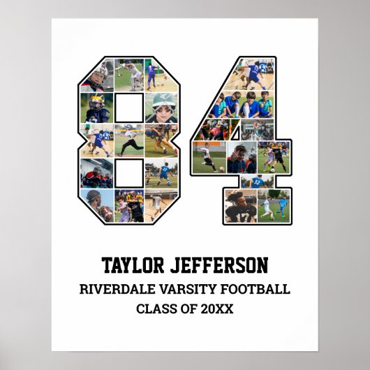 Player Number 84 Senior Sports Team Foto Collage Poster (Vorne)