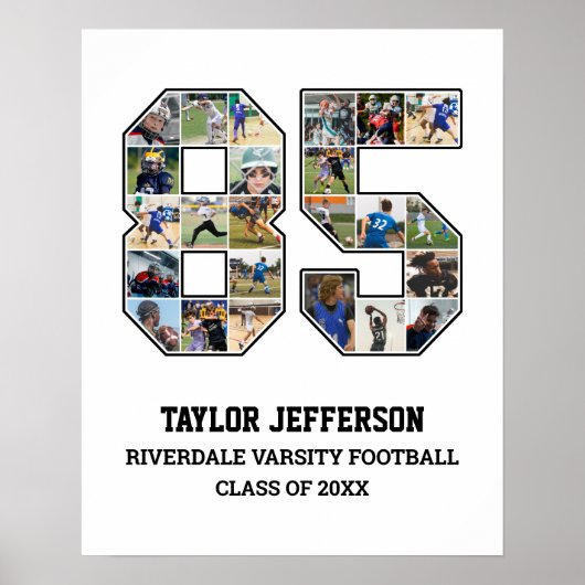 Player Number 85 Senior Sports Team Foto Collage Poster (Vorne)