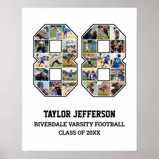 Player Number 88 Senior Sports Team Foto Collage Poster (Vorne)
