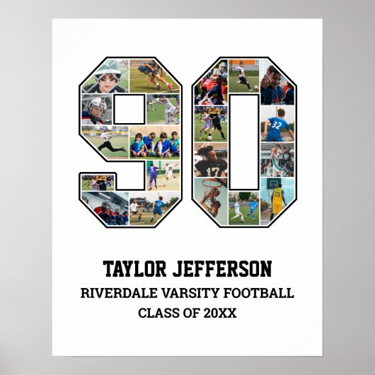 Player Number 90 Senior Sports Team Foto Collage Poster (Vorne)