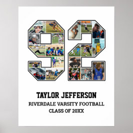 Player Number 92 Senior Sports Team FotoCollage Poster