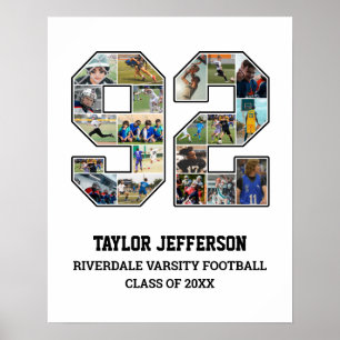Player Number 92 Senior Sports Team FotoCollage Poster