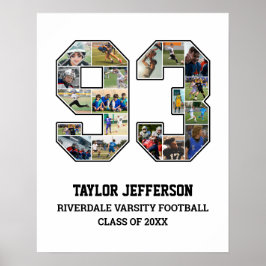 Player Number 93 Senior Sports Team FotoCollage Poster