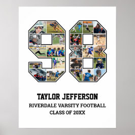Player Number 98 Senior Sports Team Foto Collage Poster