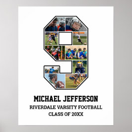 Player Number 9 Senior Sports Team Foto Collage Poster