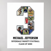 Player Nummer 3 FotoCollage für Senior Sports Team Poster (Vorne)