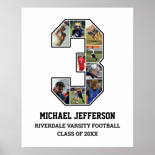 Player Nummer 3 FotoCollage für Senior Sports Team Poster (Vorne)