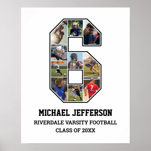 Player Nummer 6 Foto Collage des Senior Sports Tea Poster (Vorne)