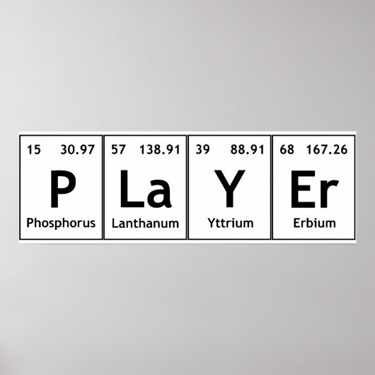 PLaYEr Periodic Table Elements Words Chemistry Poster (Vorne)