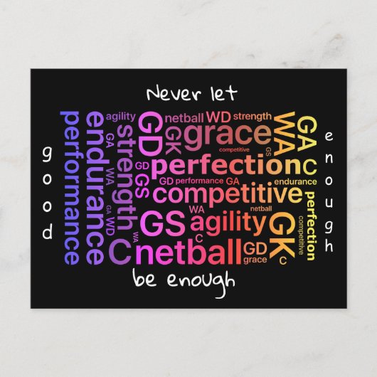 Player-Positionen Inspiration Netball Zitat Postkarte (Vorderseite)