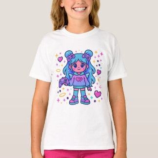 Playera Kawaii Blue Gamer – Cute Magical T-shirt