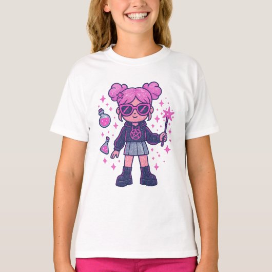 Playera Kawaii Pink Witchy – Cute Magical T-shirt (Vorderseite)