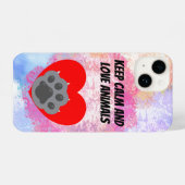 Playera keep calm and love animals phrase iPhone hülle (Rückseite (Horizontal))