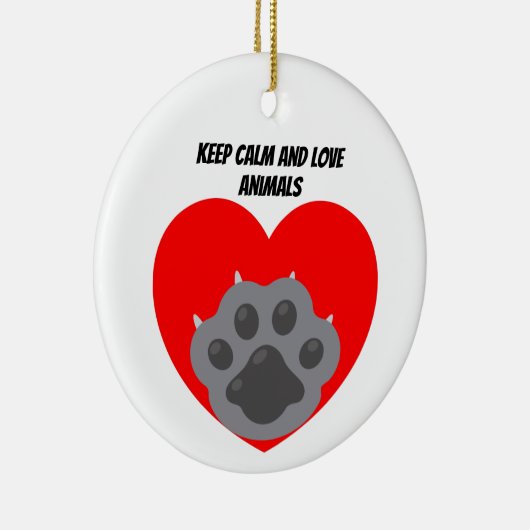 Playera keep calm and love animals phrase keramik ornament (Rechts)