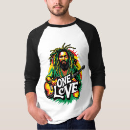 Playera manga 3/4 One Love el Rey del Reggae T-Shirt