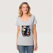 Playera "Moonlit Magic" Black Cat Halloween Shirt (Vorderseite Vollansicht)