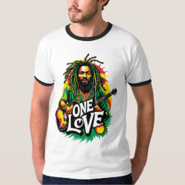 Playera ringer One Love el Rey del Reggae T-Shirt
