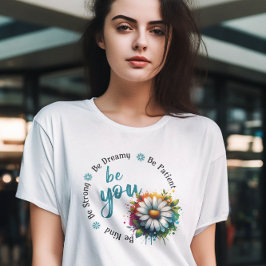 Playera Watercolor Flower Design and Motivacional T-Shirt