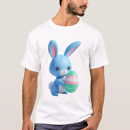 Playful 3D Ostersonne Holding a Colorful Egg T-Shirt (Vorderseite)