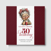 Playful 50th birthday woman guest book keepsake gästebuch (Vorderseite)