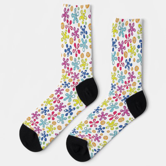 Playful Abstract Doodle Shapes Socken (Linkes Detail)