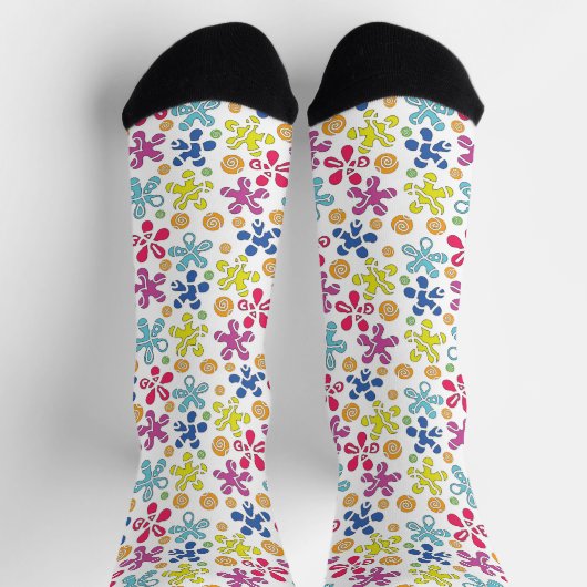 Playful Abstract Doodle Shapes Socken (Oben)