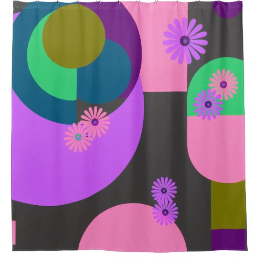 Playful Abstract Floral Shapes Duschvorhang (Vorderseite)