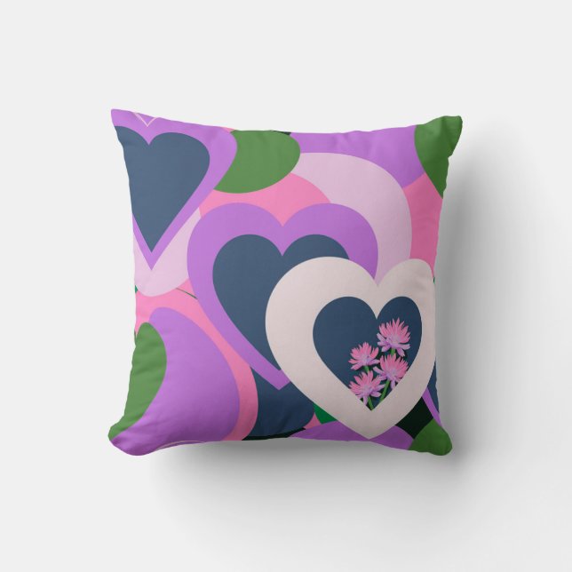 Playful Abstract Heart Throw Pillow Kissen (Vorderseite)