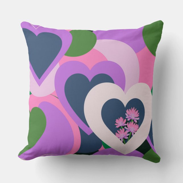 Playful Abstract Heart Throw Pillow Kissen (Vorderseite)