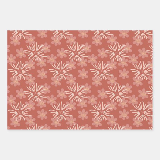 Playful abstract pink and yellow florals geschenkpapier set (Vorderseite)